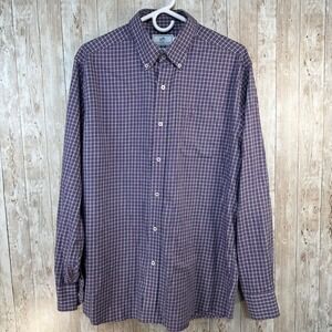 Southern Tide Classic Fit Mens Button‎ Down Purple Black Plaid Long Sleeve Shirt